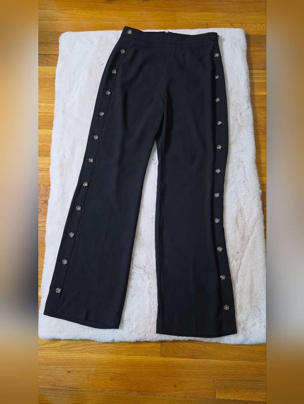 Express Black Wide-Leg Snap-Accent Trousers Super High